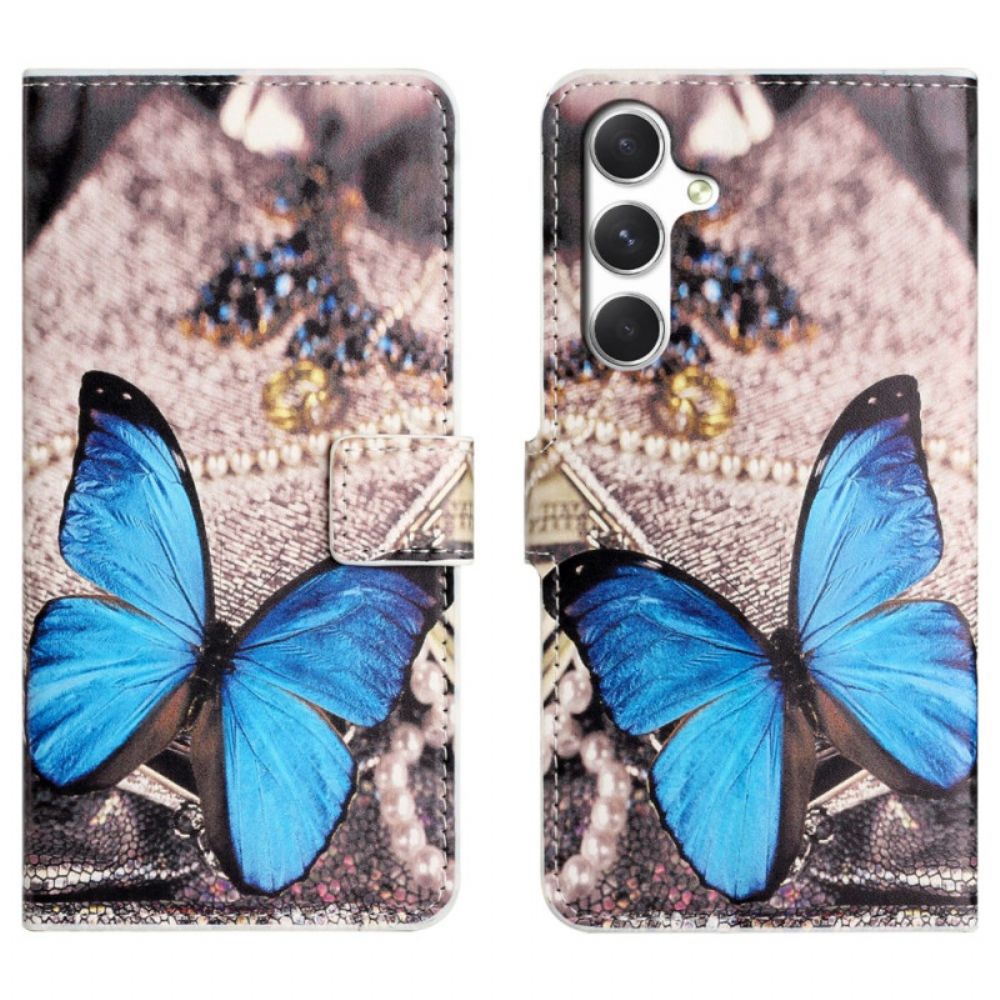 Leren Hoesje Samsung Galaxy S26 Blauwe Vlinder