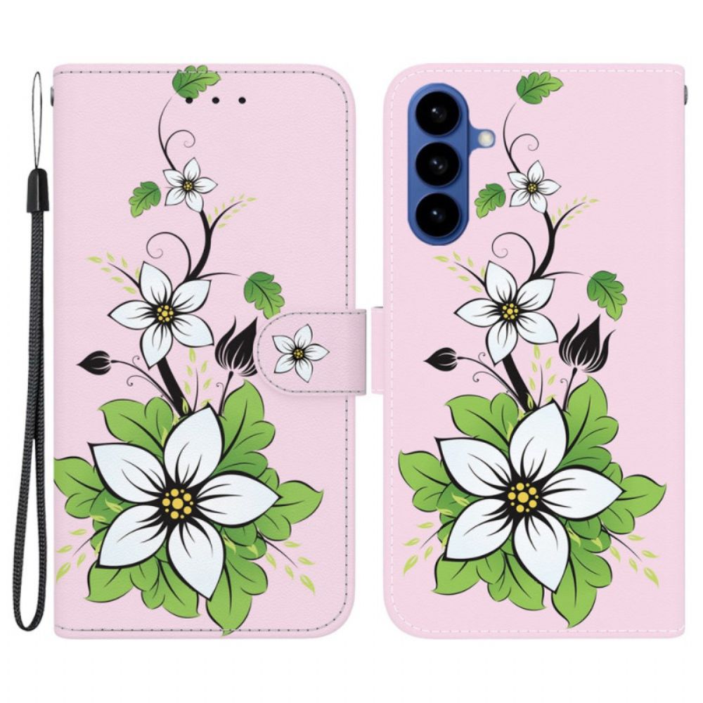 Leren Hoesje Samsung Galaxy S26 Lelie Patroon Bescherming Hoesje