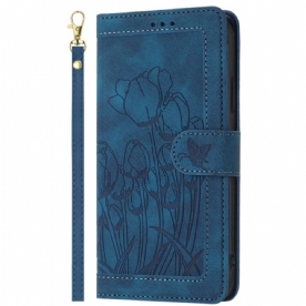 Leren Hoesje Samsung Galaxy S26 Portemonnee Met Bloemenprint En 5 Kaartsleuven
