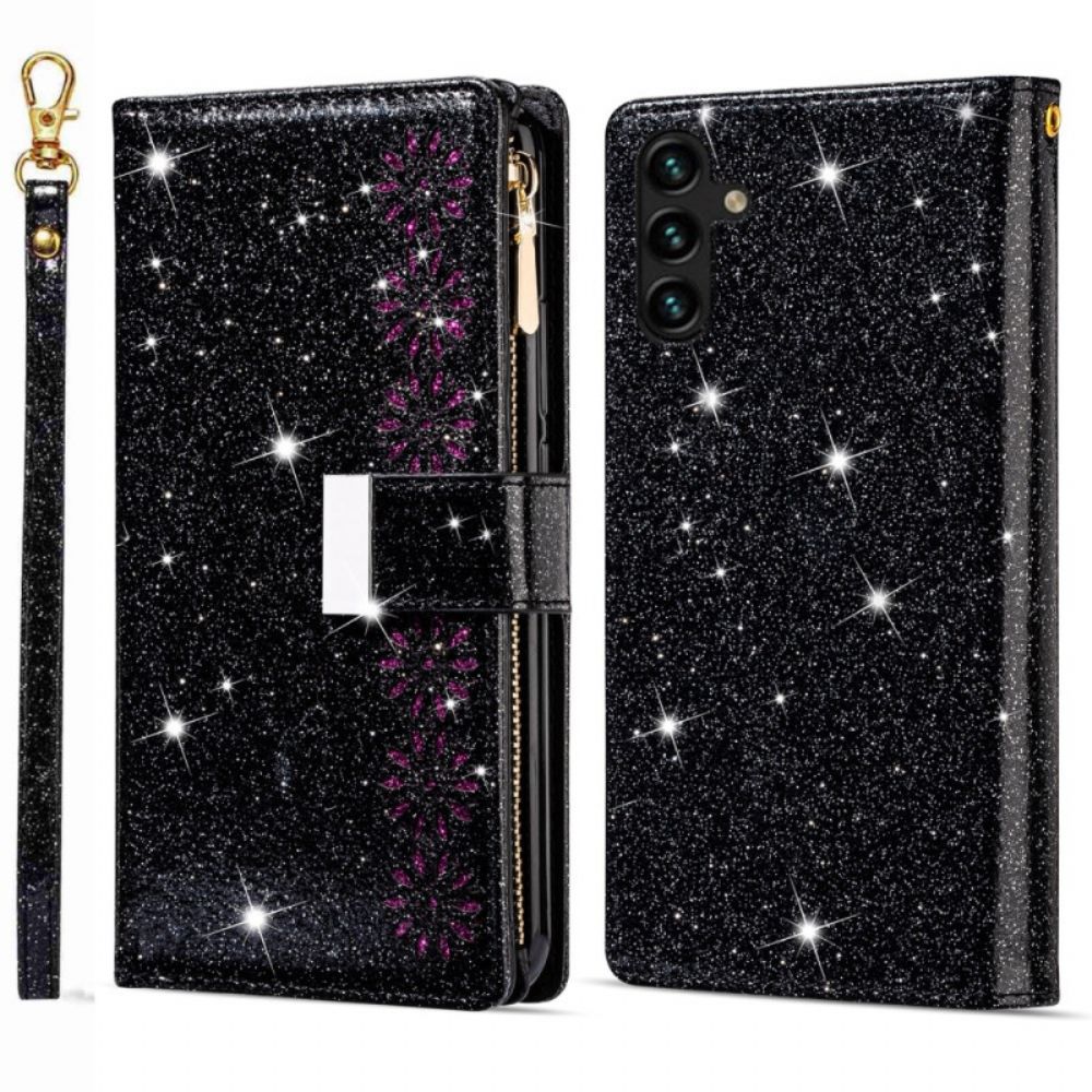 Leren Hoesje Samsung Galaxy S26 Portemonnee Met Pailletten Bescherming Hoesje