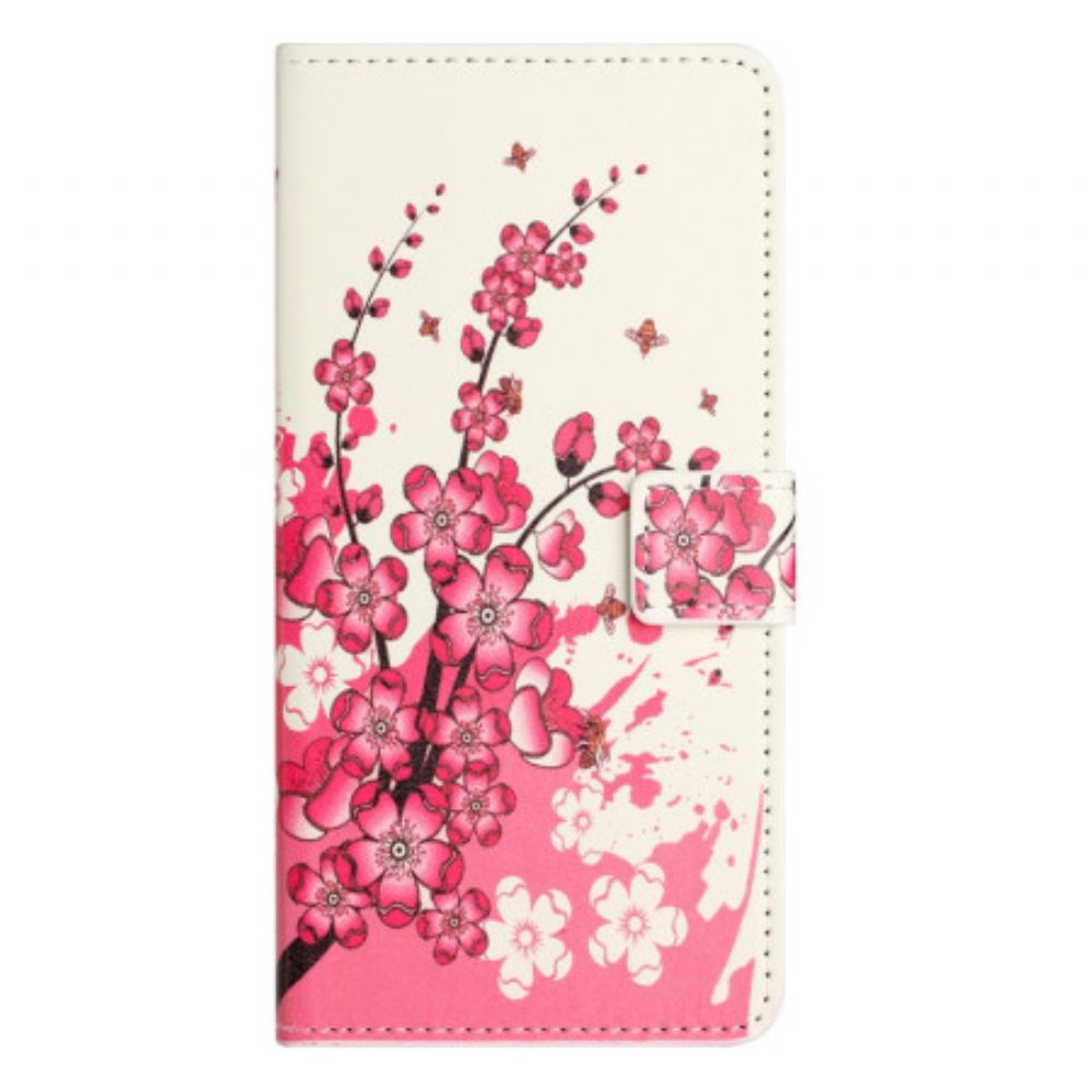Leren Hoesje Samsung Galaxy S26 Pruimenbloesems Bescherming Hoesje