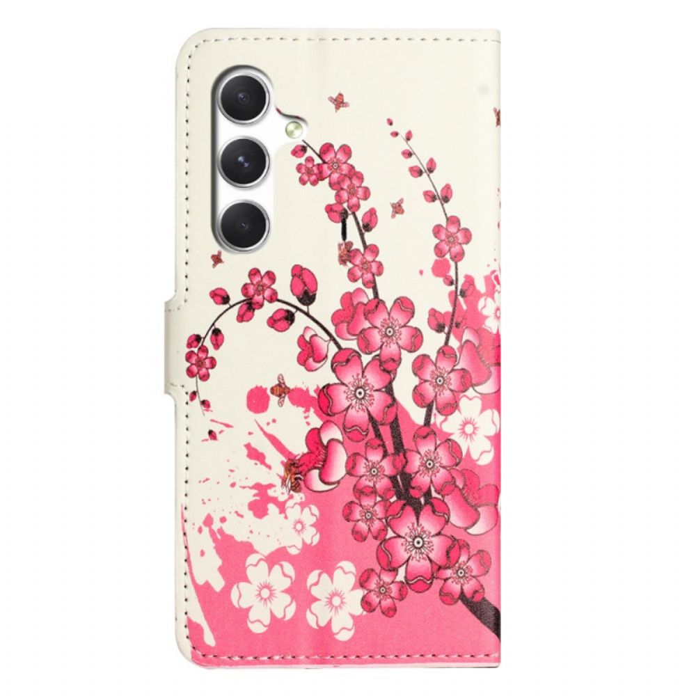 Leren Hoesje Samsung Galaxy S26 Pruimenbloesems Bescherming Hoesje