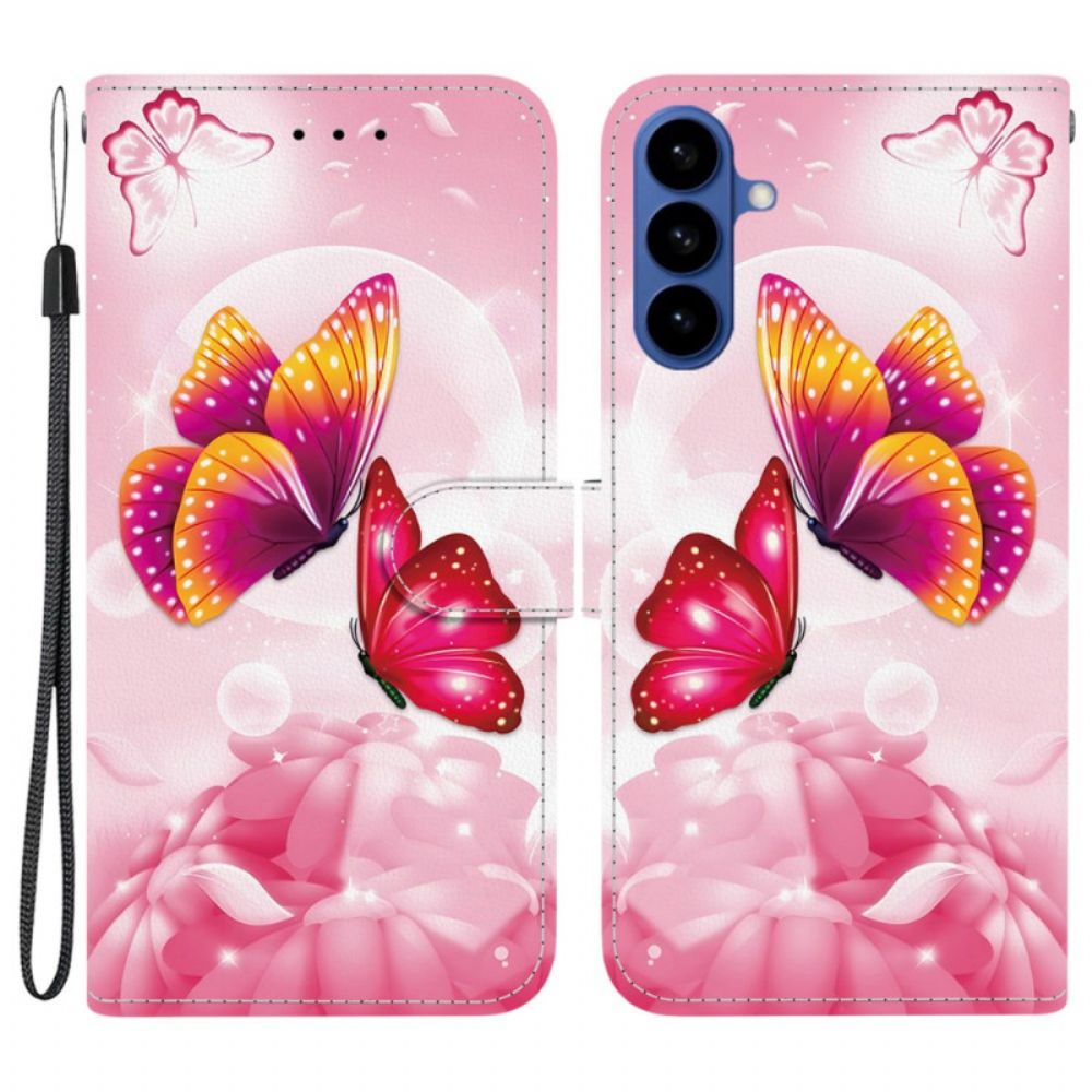 Leren Hoesje Samsung Galaxy S26 Roze Vlinders Bescherming Hoesje