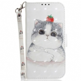 Leren Hoesje Samsung Galaxy S26 Sleutelkoord Met Schattige Kat Bescherming Hoesje