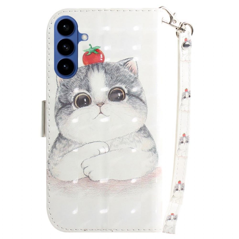Leren Hoesje Samsung Galaxy S26 Sleutelkoord Met Schattige Kat Bescherming Hoesje