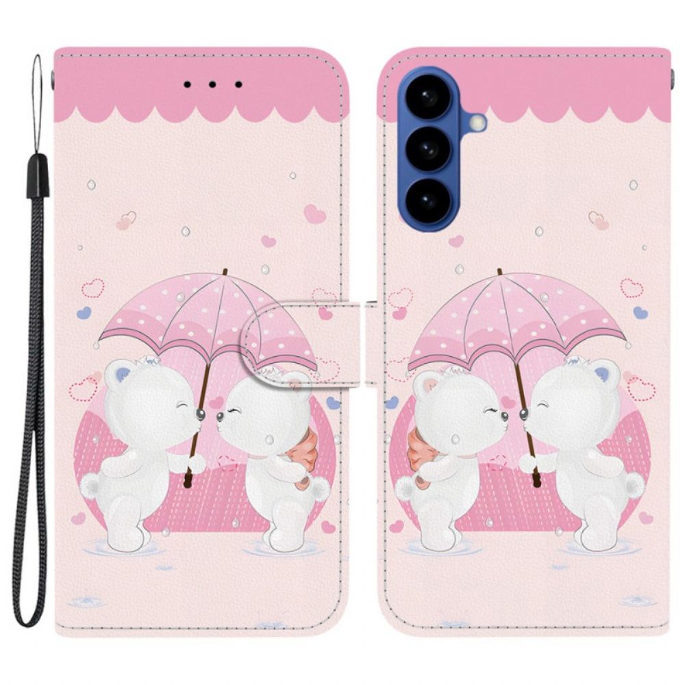 Leren Hoesje Samsung Galaxy S26 Twee Berenwelpen Bescherming Hoesje