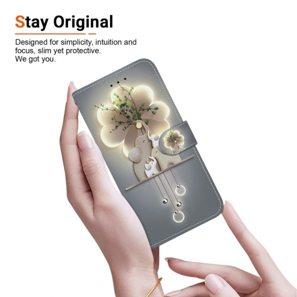 Leren Hoesje Voor Samsung Galaxy S26 Drie Olifanten