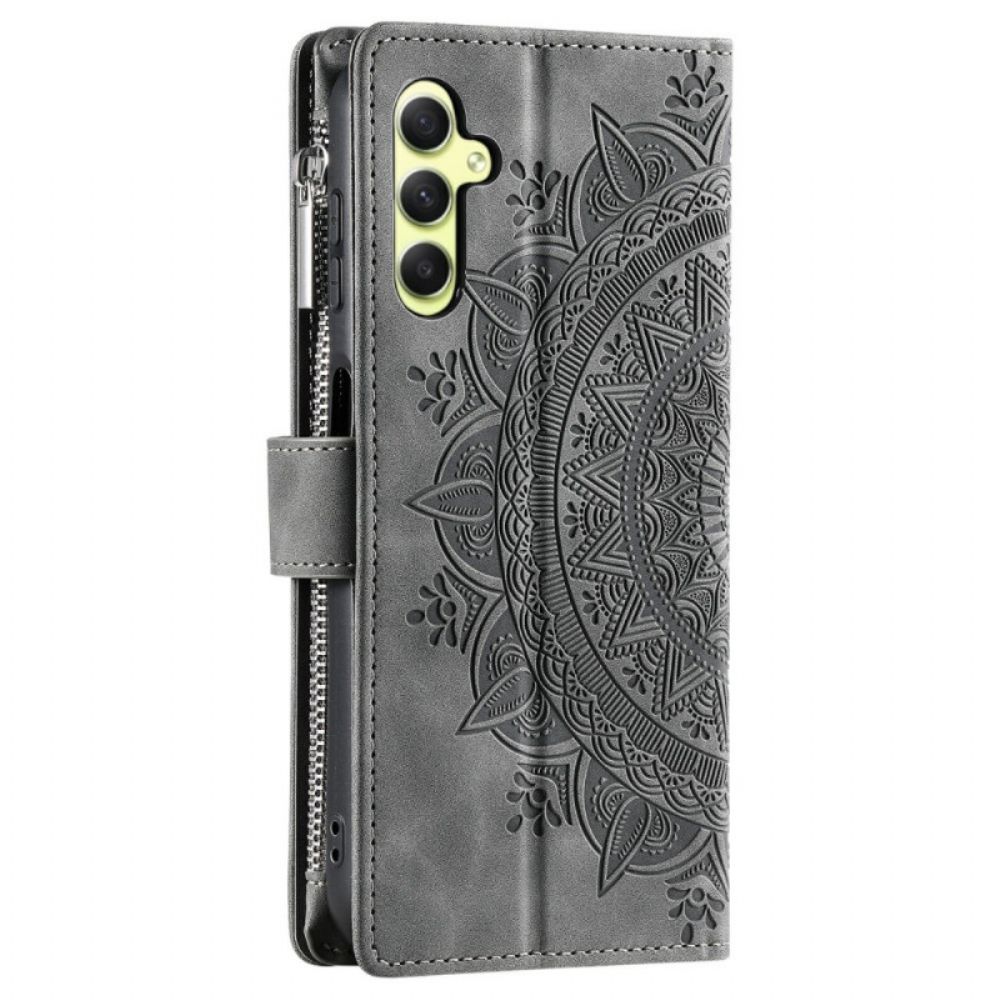 Leren Hoesje Voor Samsung Galaxy S26 Portemonnee Met Mandala-suède-effect