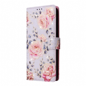 Leren Hoesje Voor Samsung Galaxy S26 Rfid-blokkerend Bloemenpatroon