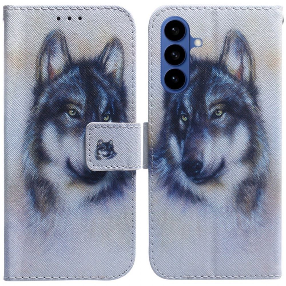 Leren Hoesje Voor Samsung Galaxy S26 Wolf In Aquarel