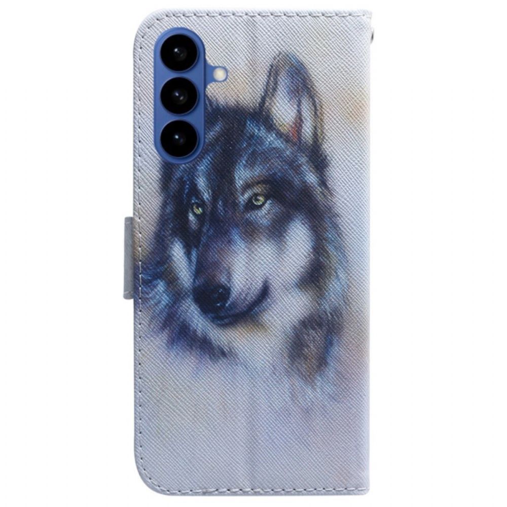 Leren Hoesje Voor Samsung Galaxy S26 Wolf In Aquarel