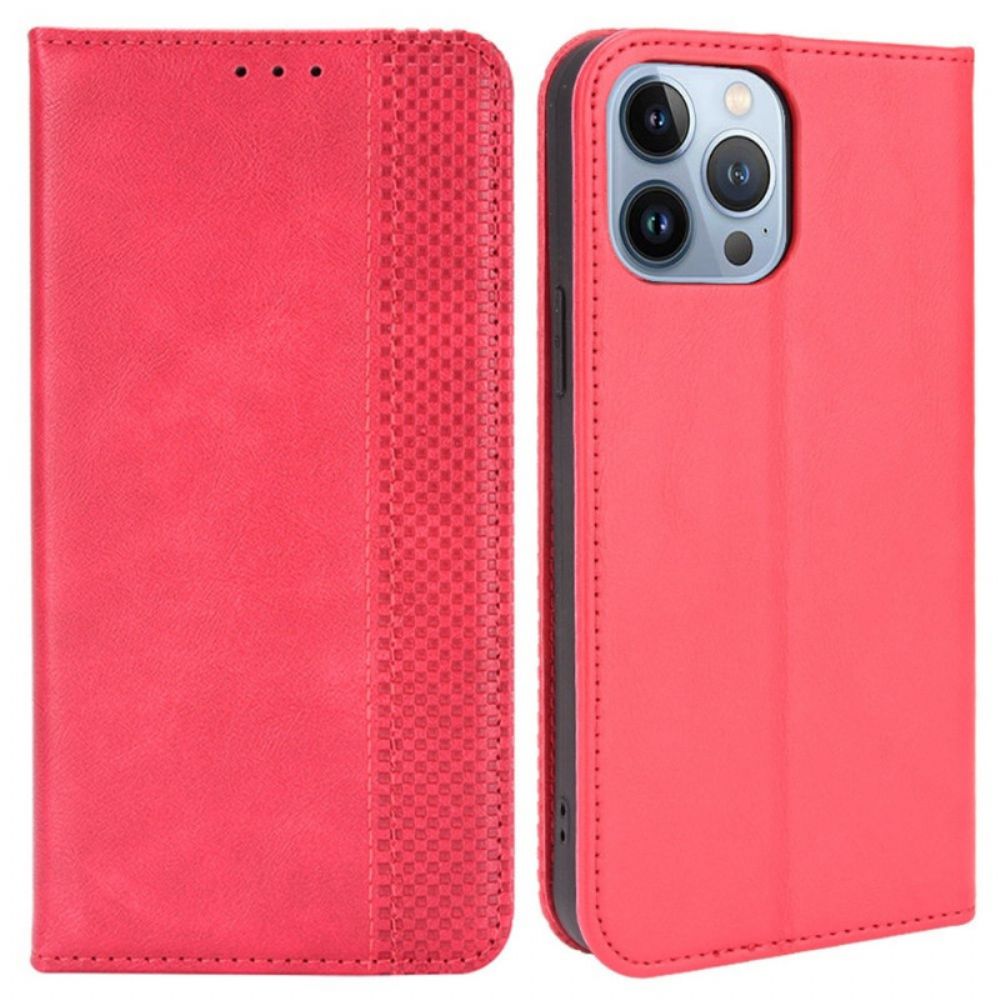 Bescherming Hoesje voor iPhone 14 Plus Folio-hoesje Vintage Gestileerd Leereffect