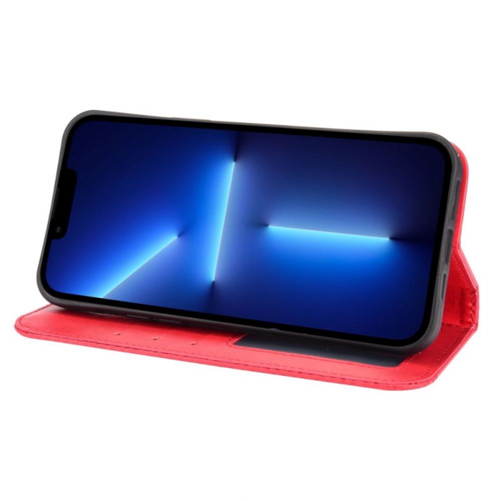 Bescherming Hoesje voor iPhone 14 Plus Folio-hoesje Vintage Gestileerd Leereffect
