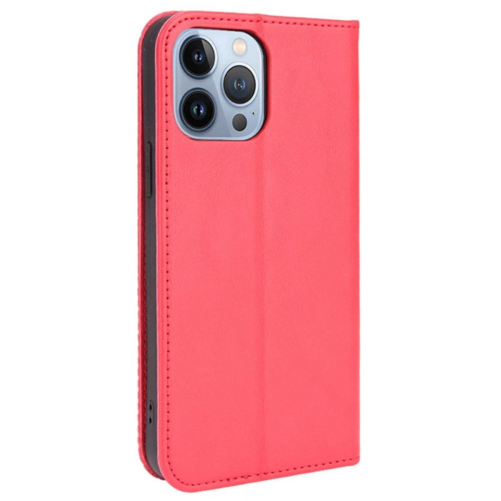 Bescherming Hoesje voor iPhone 14 Plus Folio-hoesje Vintage Gestileerd Leereffect