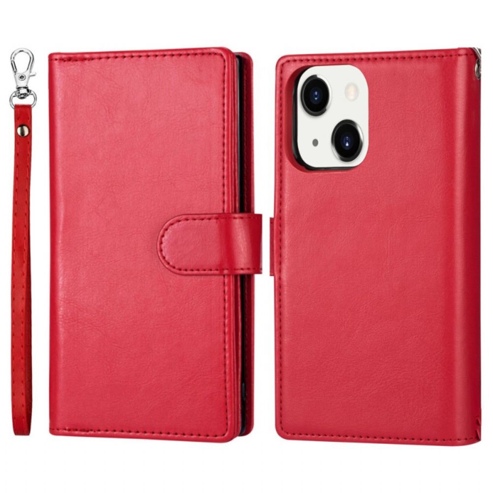 Hoesje Folio-hoesje voor iPhone 14 Plus Afneembare 9-kaarthouder