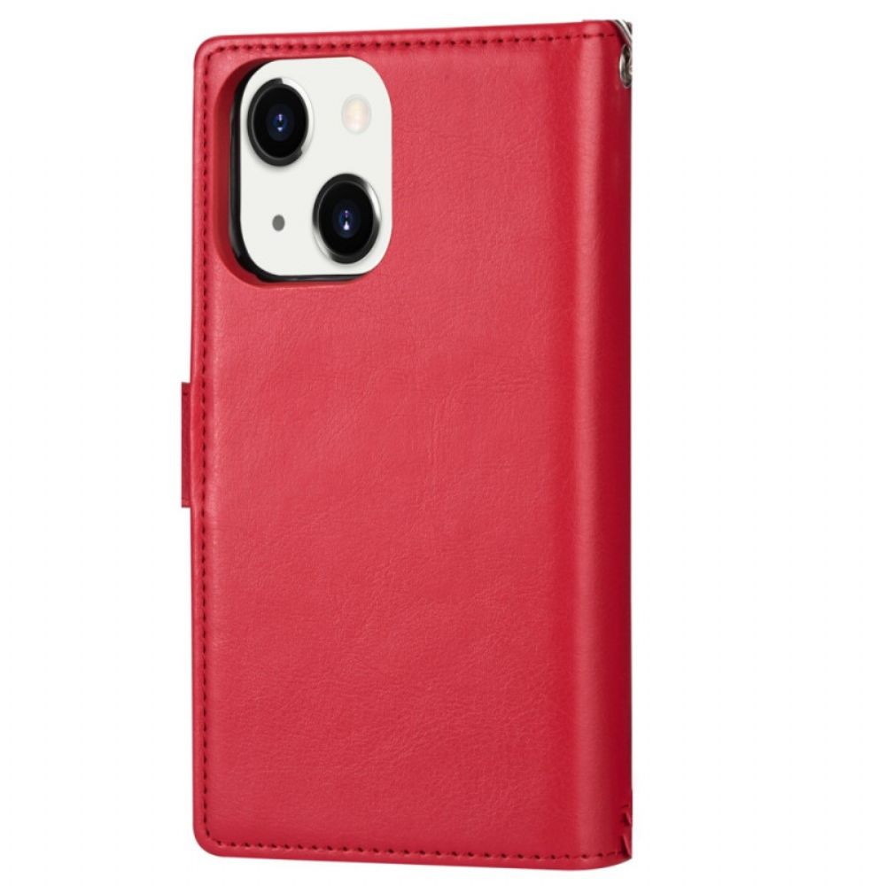 Hoesje Folio-hoesje voor iPhone 14 Plus Afneembare 9-kaarthouder