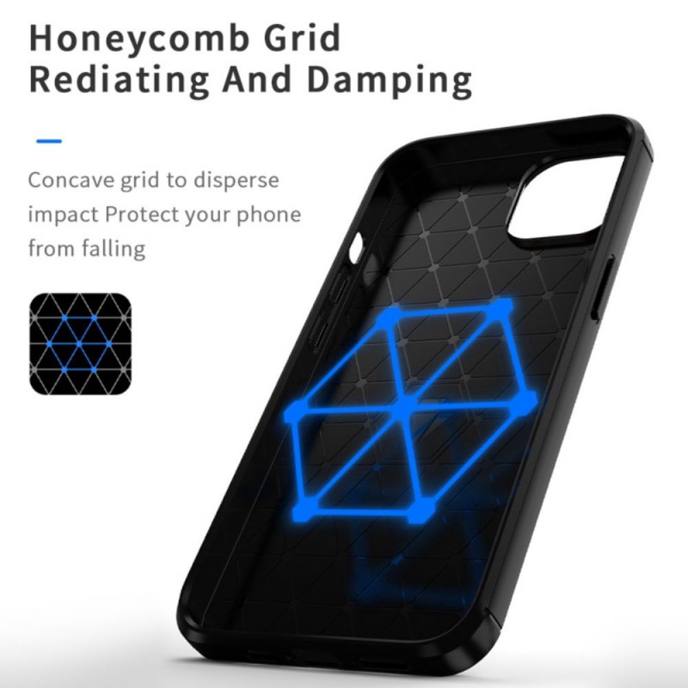 Hoesje voor iPhone 14 Plus Mofi Geborstelde Koolstofvezel
