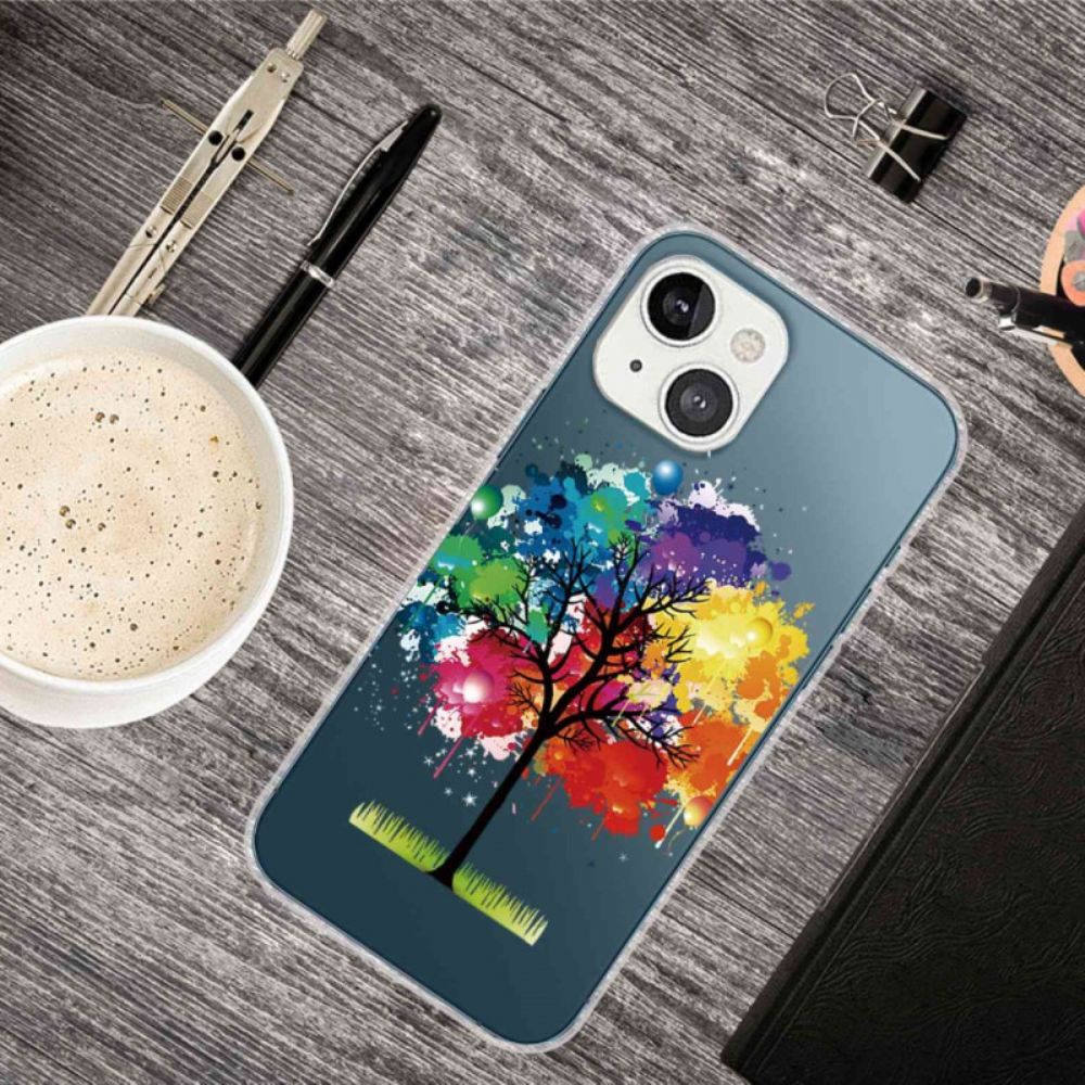 Hoesje voor iPhone 14 Plus Transparante Waterverfboom