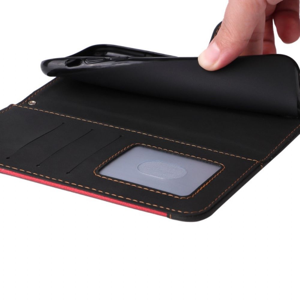 Leren Hoesje voor iPhone 14 Plus Driekleur Met Riem