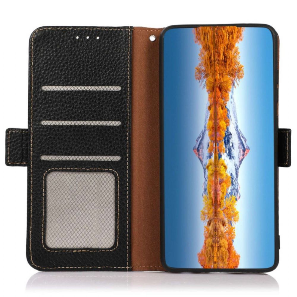 Leren Hoesje voor iPhone 14 Plus Khazneh Rfid Lychee Leer