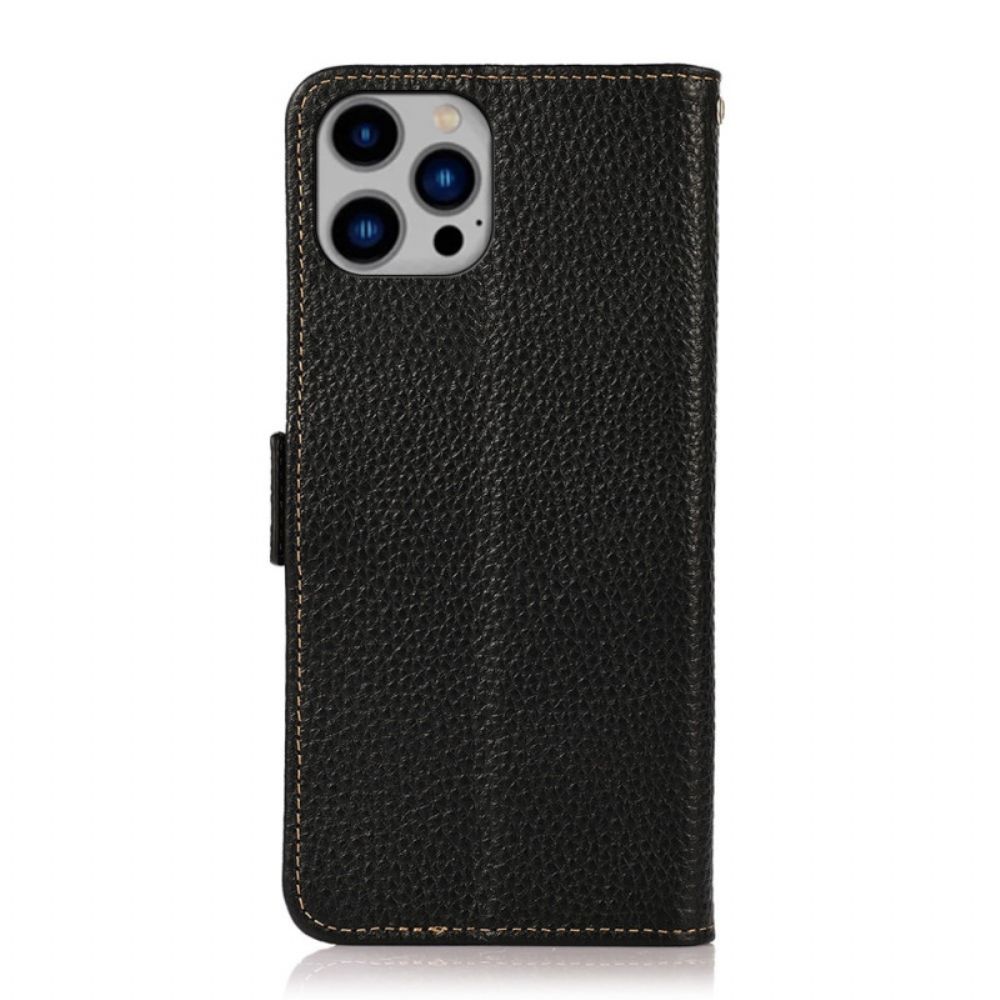 Leren Hoesje voor iPhone 14 Plus Khazneh Rfid Lychee Leer