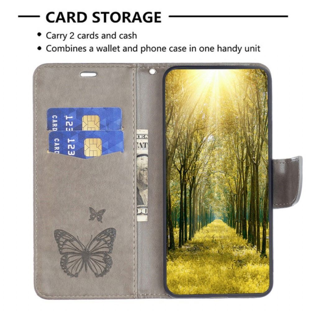 Leren Hoesje voor iPhone 14 Plus Met Ketting Bandje Met Vlinderprint