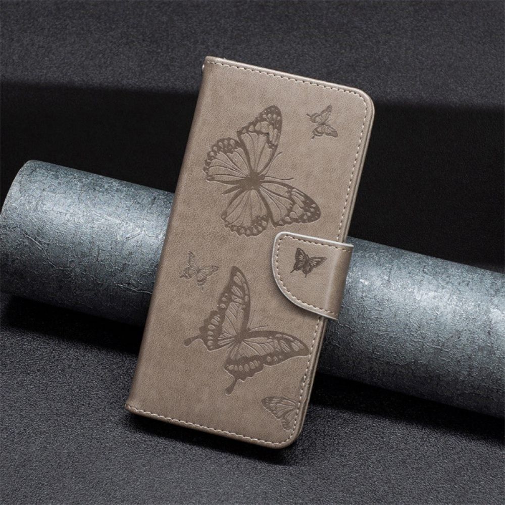 Leren Hoesje voor iPhone 14 Plus Met Ketting Bandje Met Vlinderprint