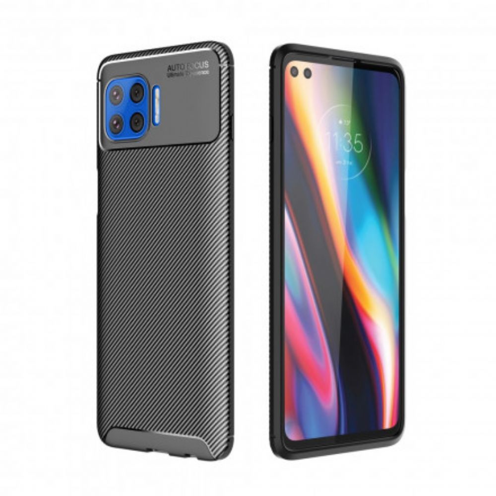 Hoesje voor Moto G 5G Plus Slang Met Koolstofvezelstructuur