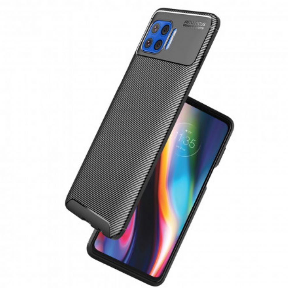 Hoesje voor Moto G 5G Plus Slang Met Koolstofvezelstructuur