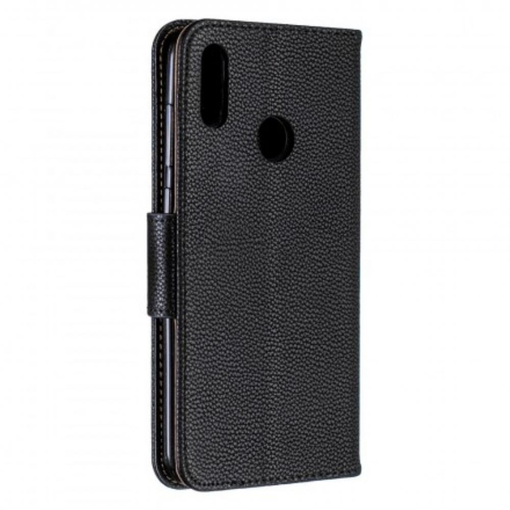 Leren Hoesje voor Huawei Y7 2019 Folio-hoesje Litchi Flap Schuin