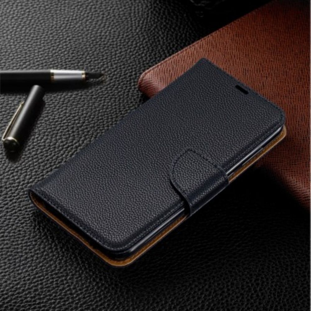 Leren Hoesje voor Huawei Y7 2019 Folio-hoesje Litchi Flap Schuin