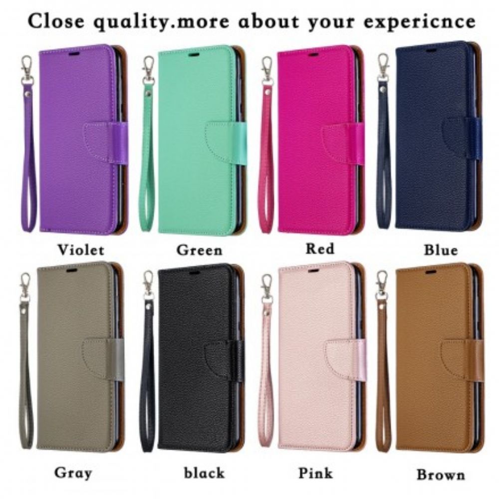 Leren Hoesje voor Huawei Y7 2019 Folio-hoesje Litchi Flap Schuin