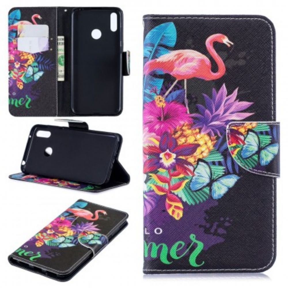 Leren Hoesje voor Huawei Y7 2019 Hallo Zomer