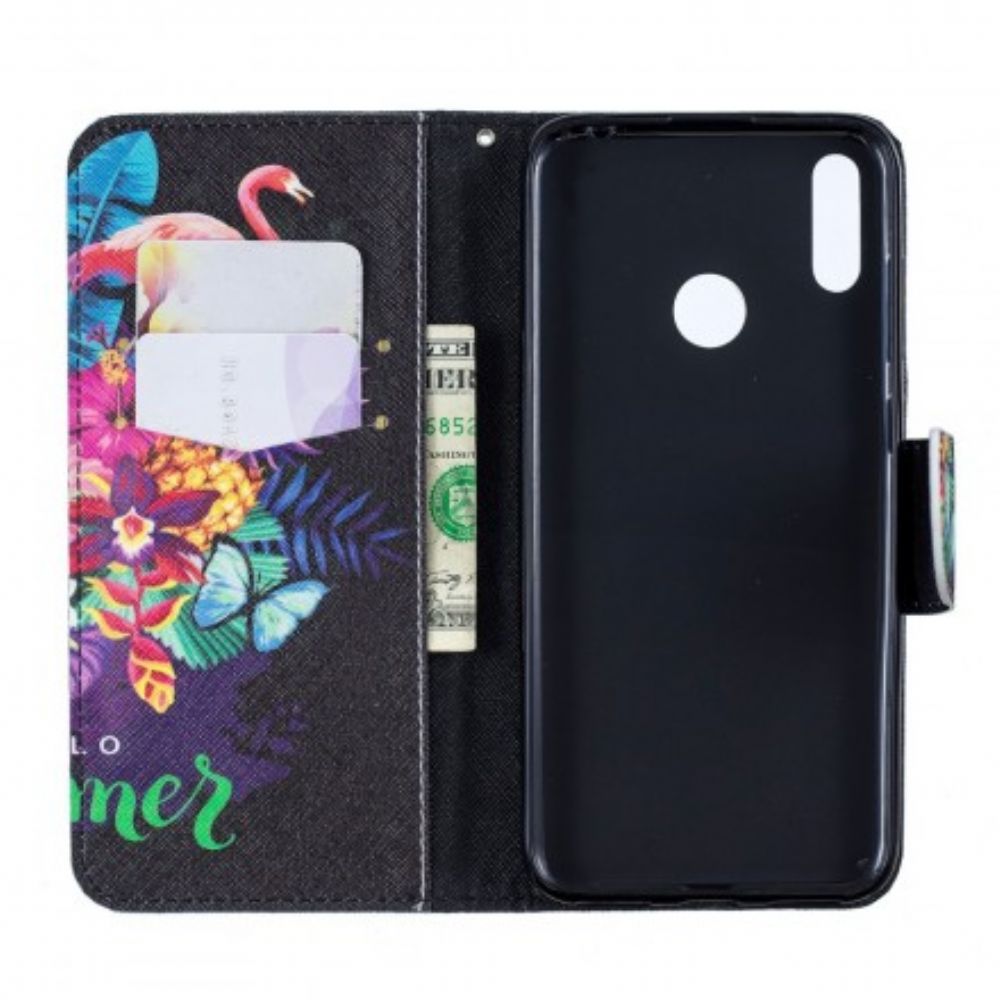 Leren Hoesje voor Huawei Y7 2019 Hallo Zomer