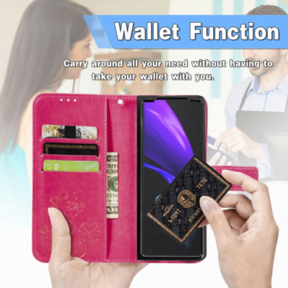 Folio-hoesje voor Samsung Galaxy Z Fold 3 5G Bloemen Ontwerp Met Lanyard