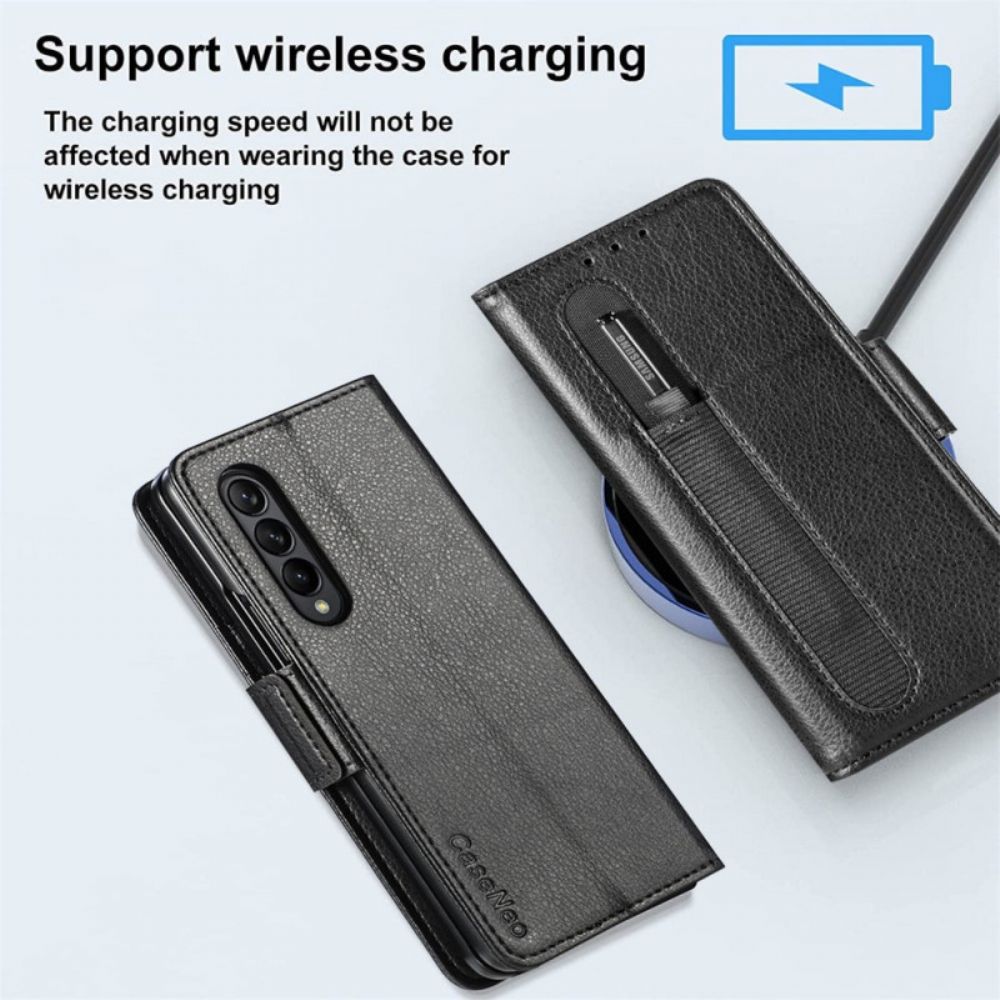 Folio-hoesje voor Samsung Galaxy Z Fold 3 5G Caseneo Leereffect