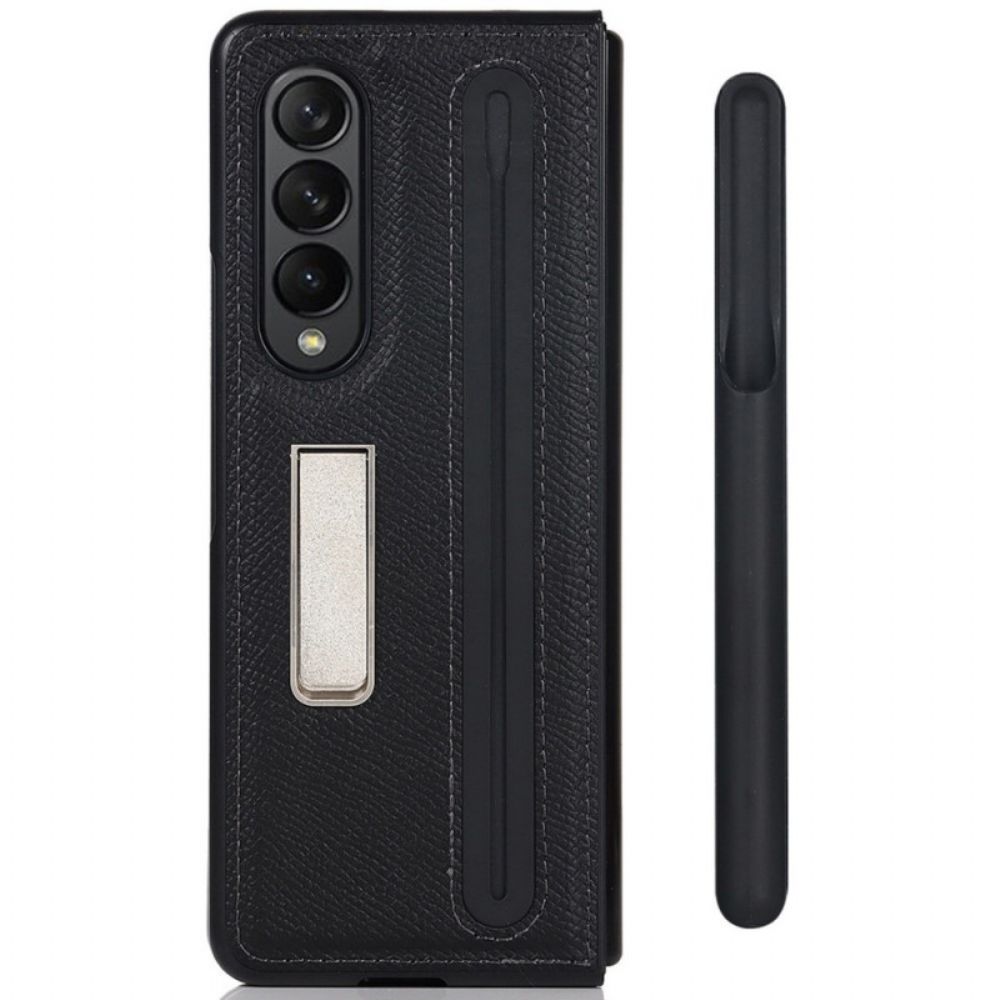 Hoesje voor Samsung Galaxy Z Fold 3 5G Echte Lederen Standaard En Stylushouder