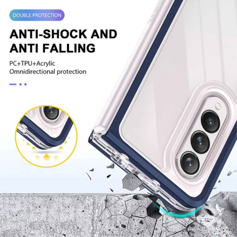 Hoesje voor Samsung Galaxy Z Fold 3 5G Hybride Transparant Gekleurde Randen