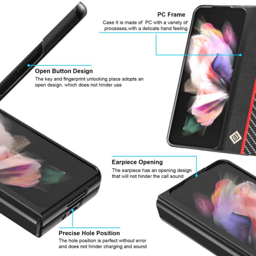 Hoesje voor Samsung Galaxy Z Fold 3 5G Lijn Koolstofvezel Lc.imeeke