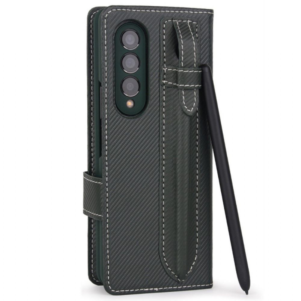 Telefoonhoesje Leren Hoesje voor Samsung Galaxy Z Fold 3 5G Afneembare Pennenhouder