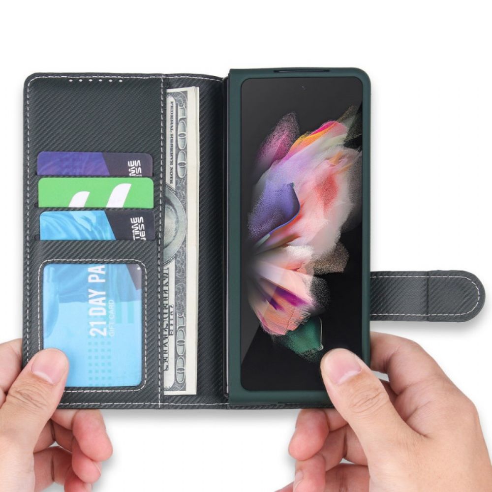 Telefoonhoesje Leren Hoesje voor Samsung Galaxy Z Fold 3 5G Afneembare Pennenhouder