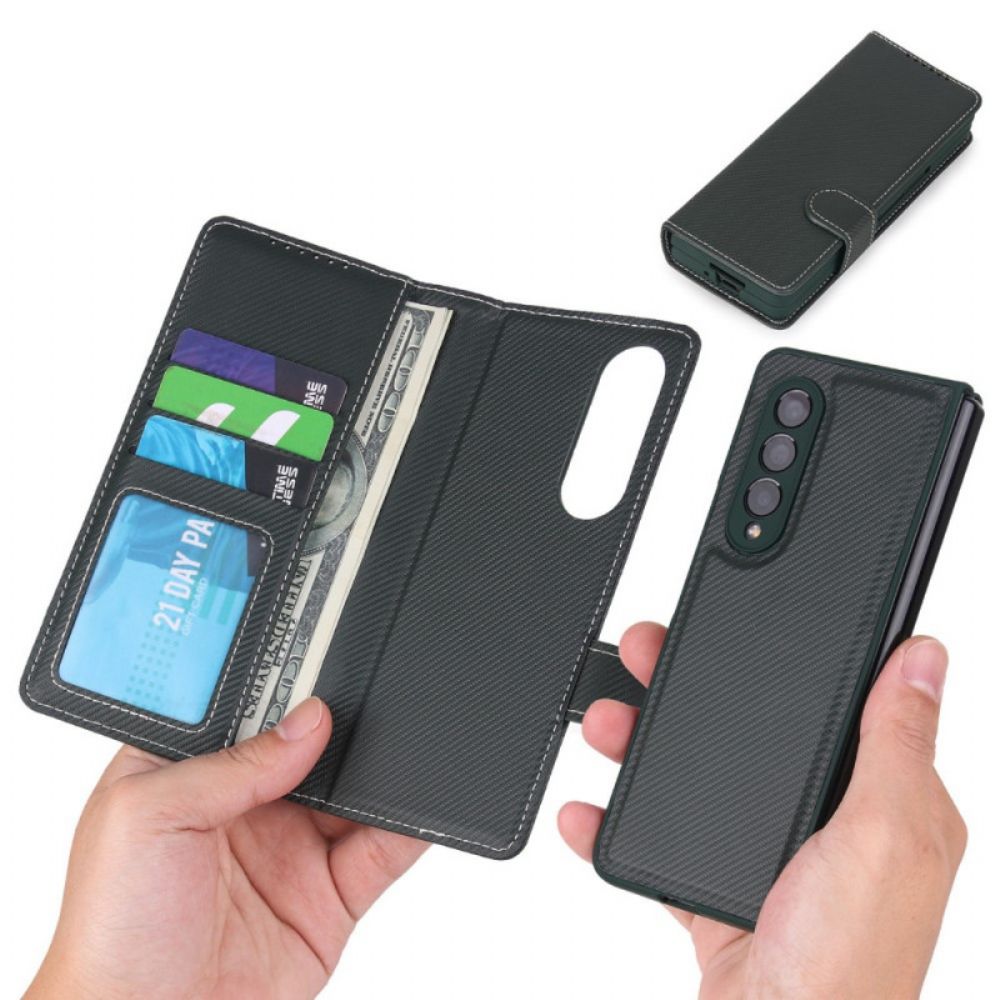 Telefoonhoesje Leren Hoesje voor Samsung Galaxy Z Fold 3 5G Afneembare Pennenhouder