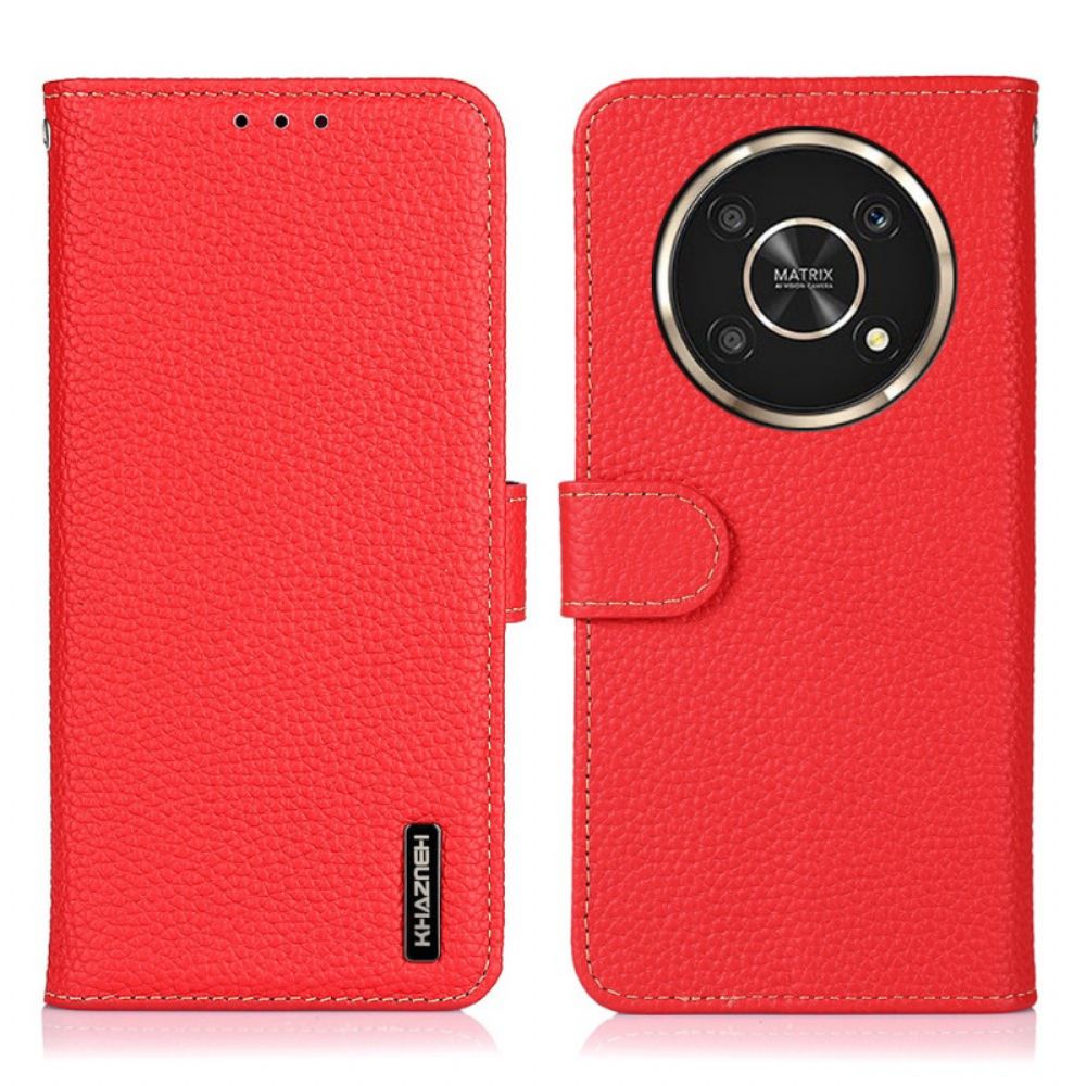 Folio-hoesje voor Honor Magic 4 Lite 5G Echt Litchi Khazneh Leer