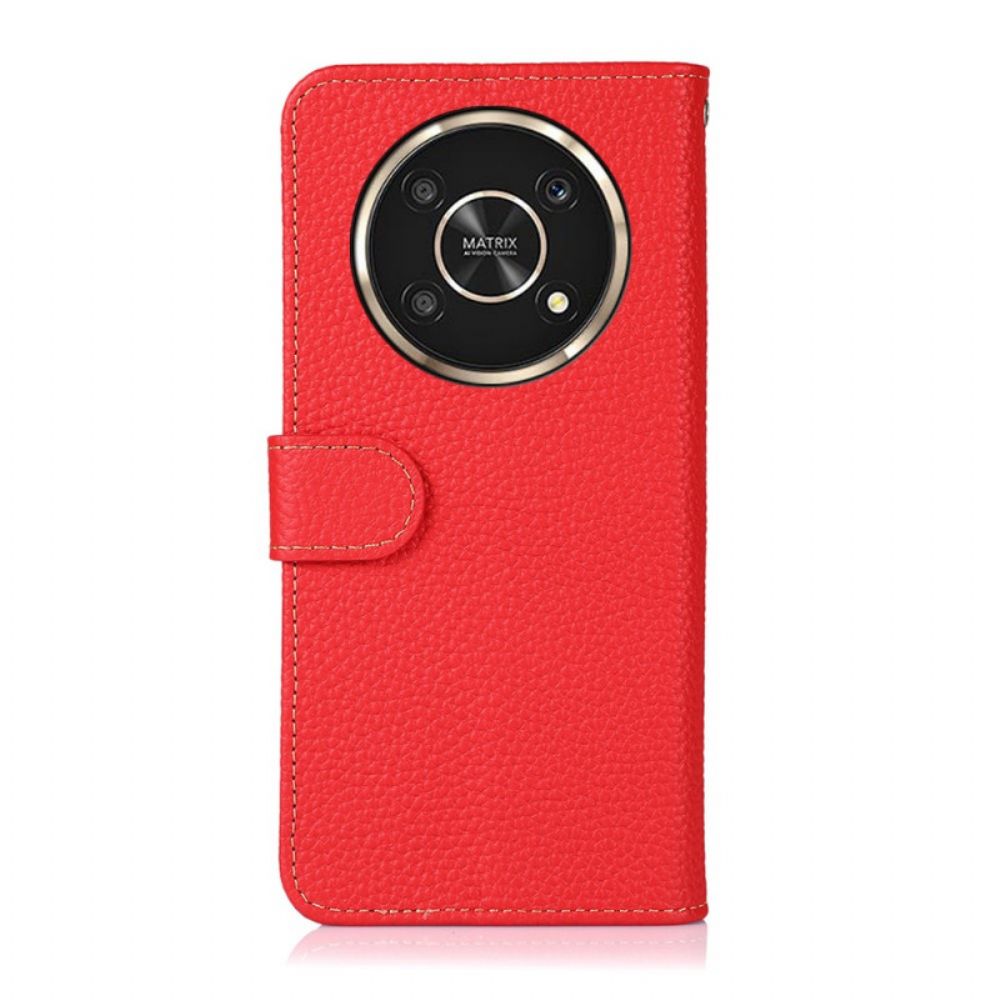 Folio-hoesje voor Honor Magic 4 Lite 5G Echt Litchi Khazneh Leer