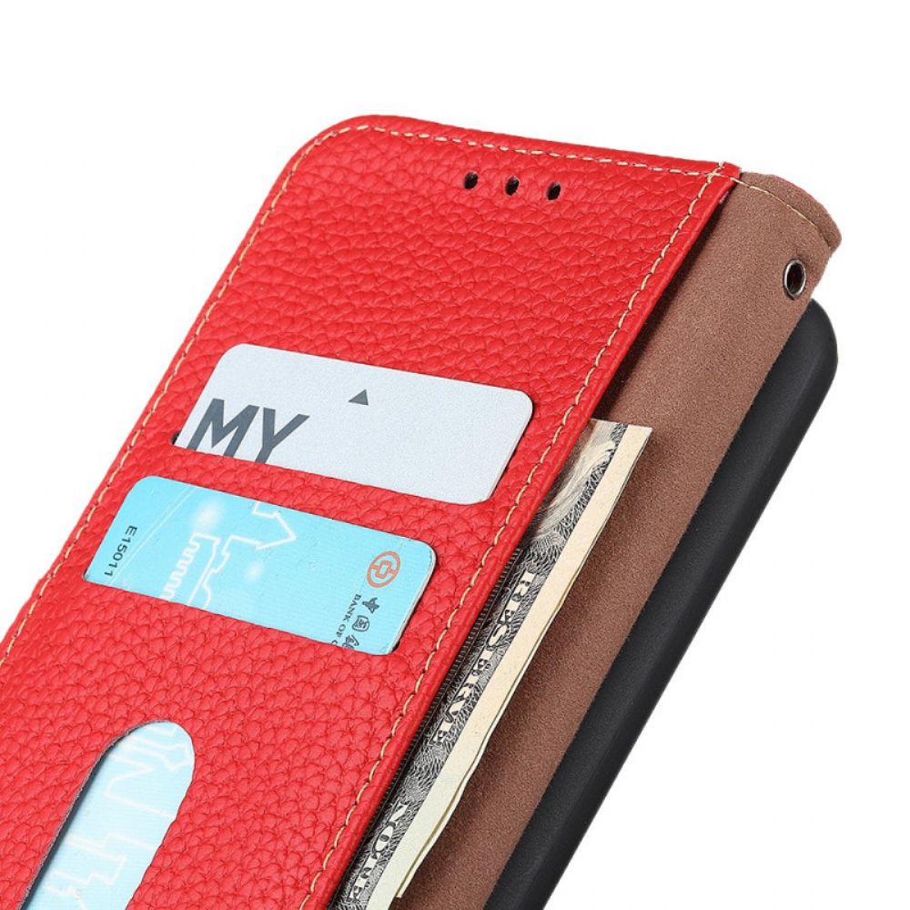 Folio-hoesje voor Honor Magic 4 Lite 5G Echt Litchi Khazneh Leer