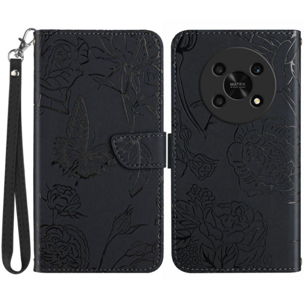 Folio-hoesje voor Honor Magic 4 Lite 5G Vlinders En Lanyard