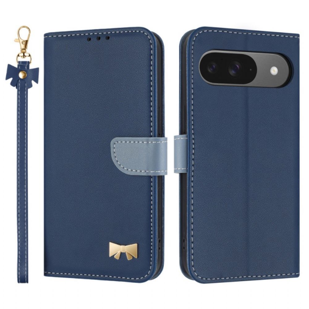 Flip Case Leren Google Pixel 10 / 10 Pro Tweekleurig Met Koord