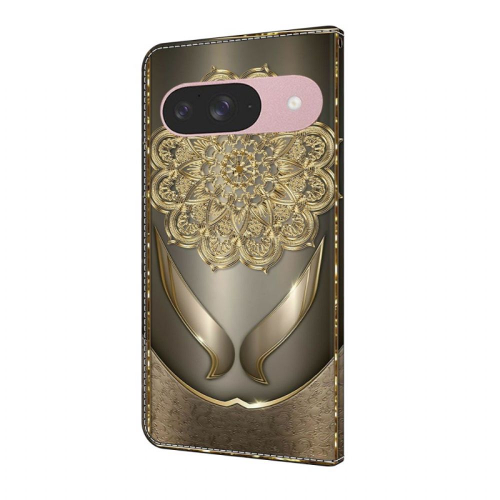 Folio-hoesje Google Pixel 10 / 10 Pro Telefoonhoesje Glanzende Gouden Bloemen
