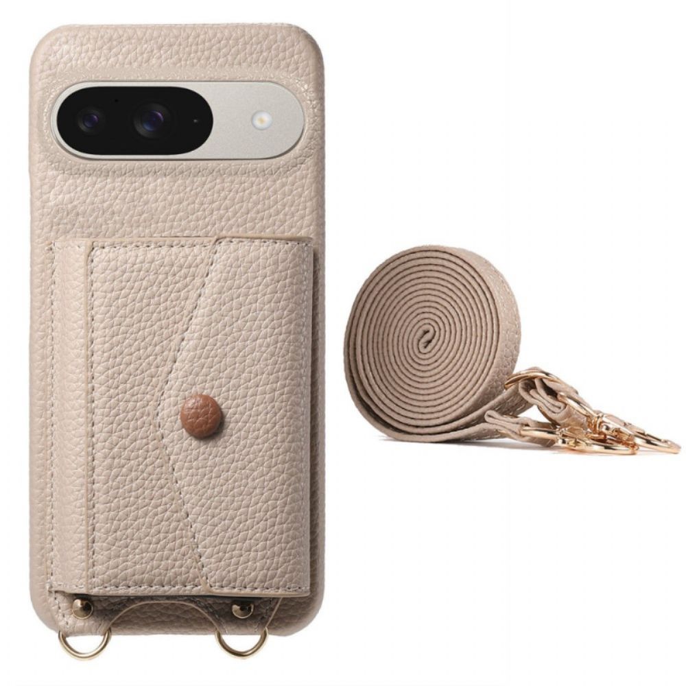 Hoesje Google Pixel 10 / 10 Pro 9 Spiegel Kaarthouder En Schouderband Bescherming Hoesje