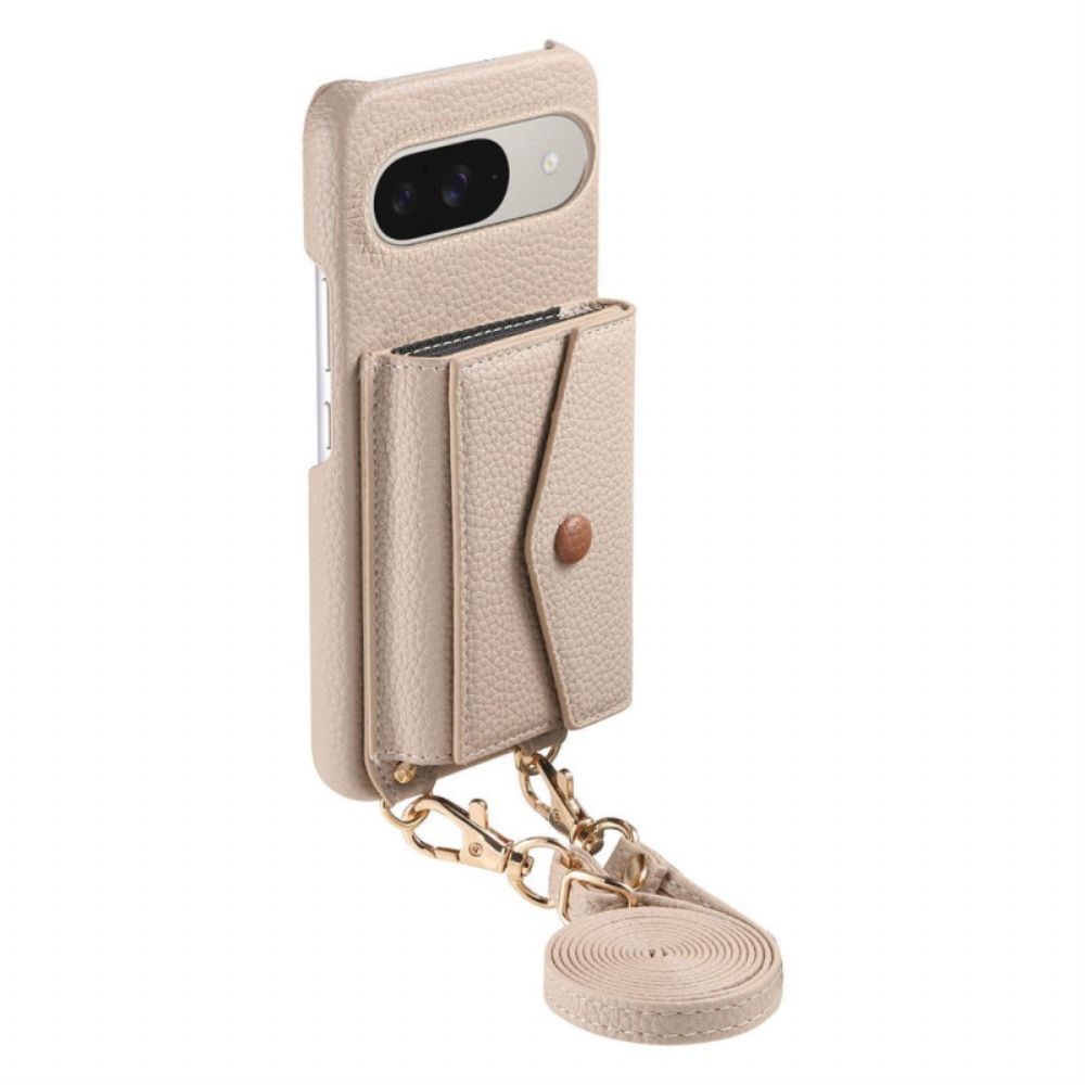 Hoesje Google Pixel 10 / 10 Pro 9 Spiegel Kaarthouder En Schouderband Bescherming Hoesje